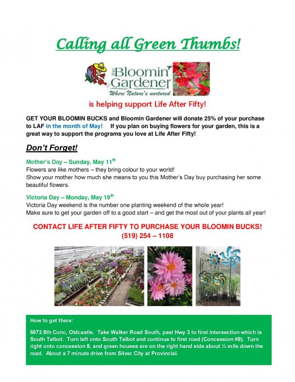 Support Life After Fifty by shopping at Bloomin' Gardener!